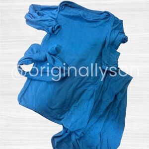 NB-3M Three Little Tots Blue Gown & Bow Set